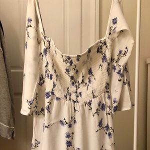 Tobi White Floral Off-the-shoulder Romper